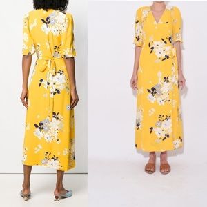 SEA Pia Floral Midi Dress in Yellow Multi